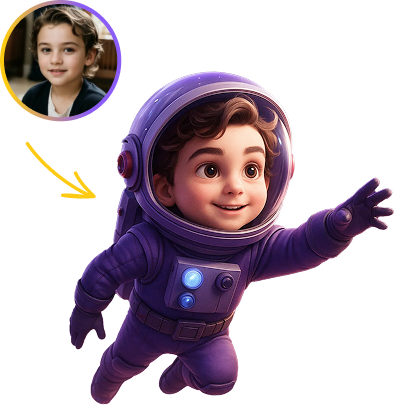 AI illustration showing photo to character transformation